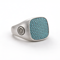 David - Bague chevalière en argent avec détails turquoise