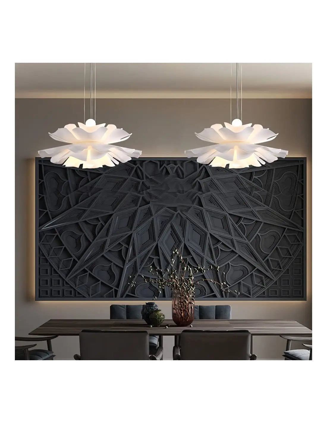 Suspension en acrylique nordique avec motif floral
