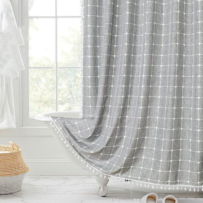 Rideau de Douche en Lin Imperméable de Style Fermier Bohème