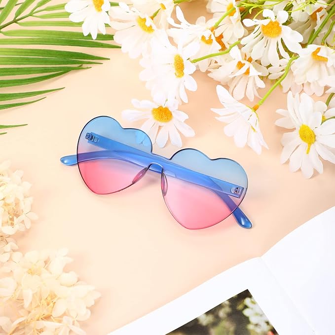 Lunettes de soleil transparentes en forme de cœur sans bord - Cora