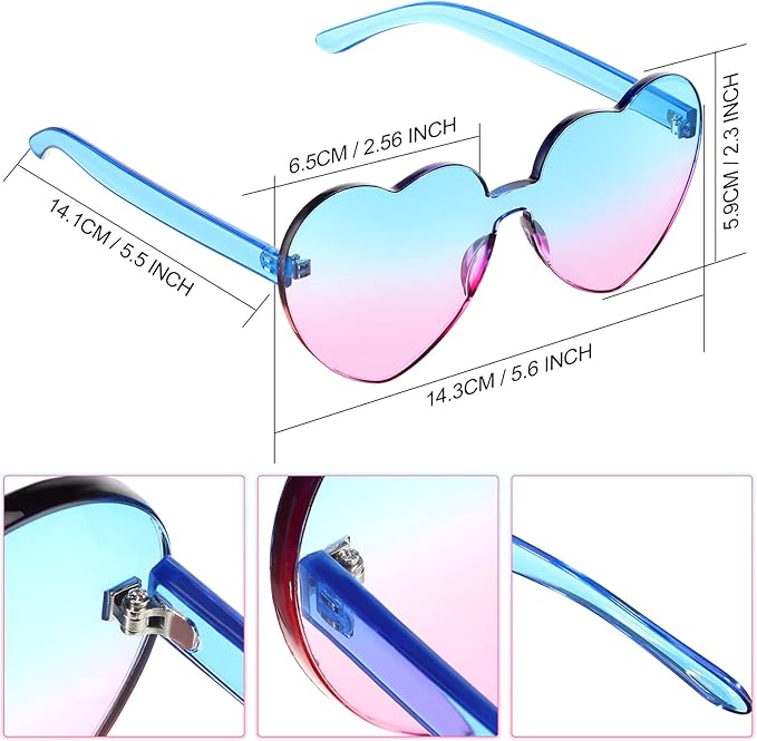 Lunettes de soleil transparentes en forme de cœur sans bord - Cora
