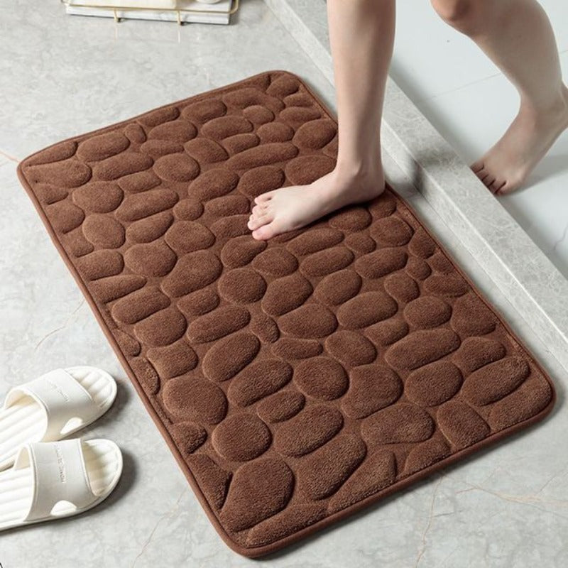 Tapis de Salle de Bain en Mousse à Mémoire avec Design en Pierre
