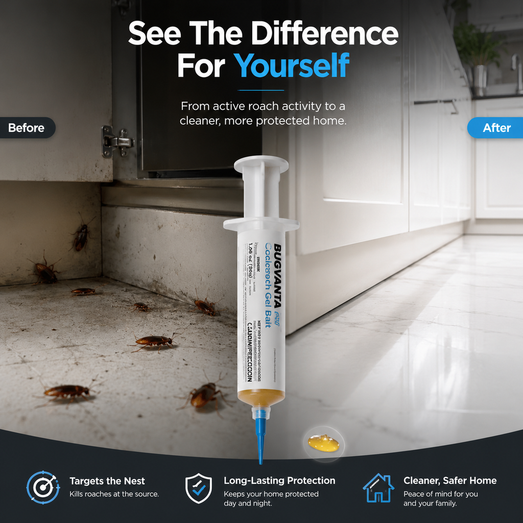 BUGVANTA - Appât Gel Puissant pour Cafards pour Infestations Intérieures