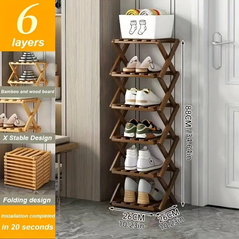 Étagère à Chaussures en Bambou Intelligent – Compacte et Pratique pour Chaque Entrée
