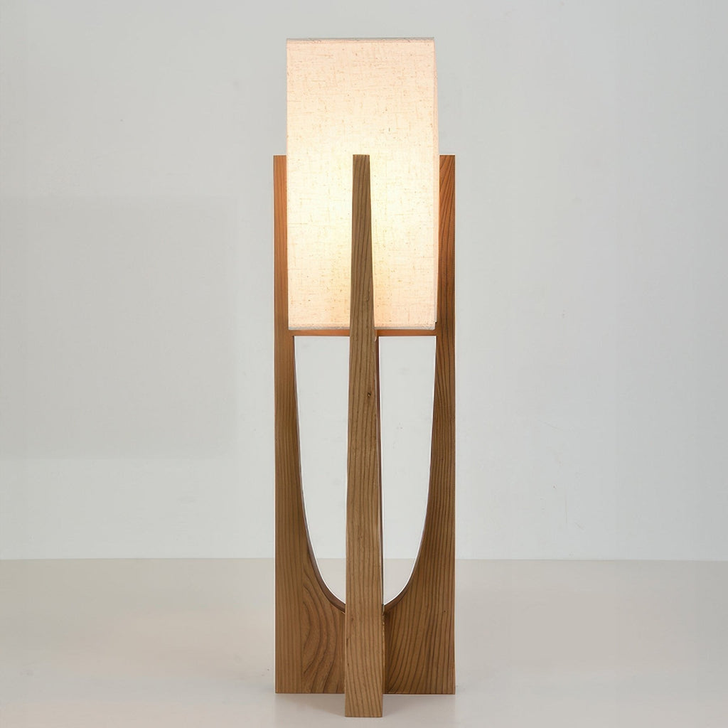 Lampe sur pied au design japonais en bois