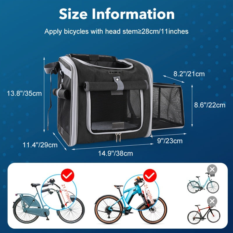 Panier de vélo extensible pour animaux de compagnie – Confortable et sûr pour les petits chiens et chats