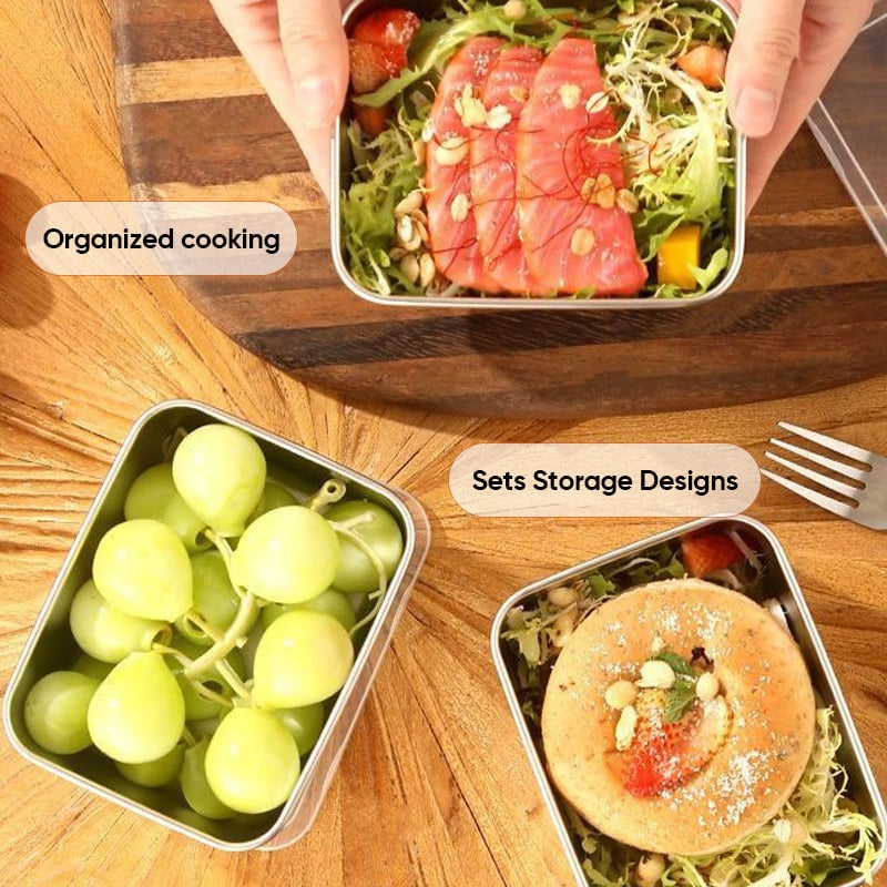 Skanto | Boîte de Rangement Alimentaire en Acier Inoxydable avec Couvercle, Boîte à Lunch, Boîte de Rangement pour Snacks