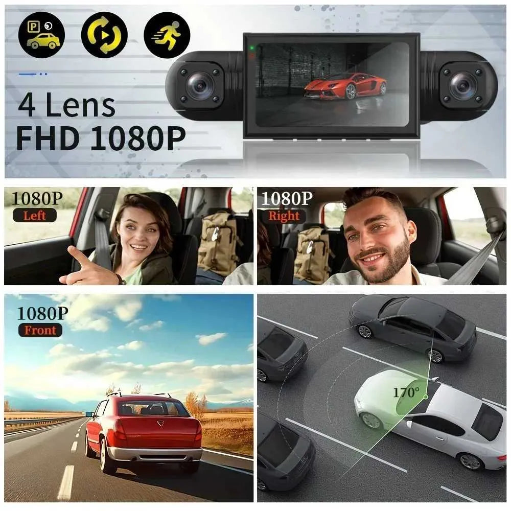 Skanto | Caméra de tableau de bord 360° | DashGard Pro CX360 | Enregistreur de conduite Full HD avec vision nocturne & surveillance de stationnement