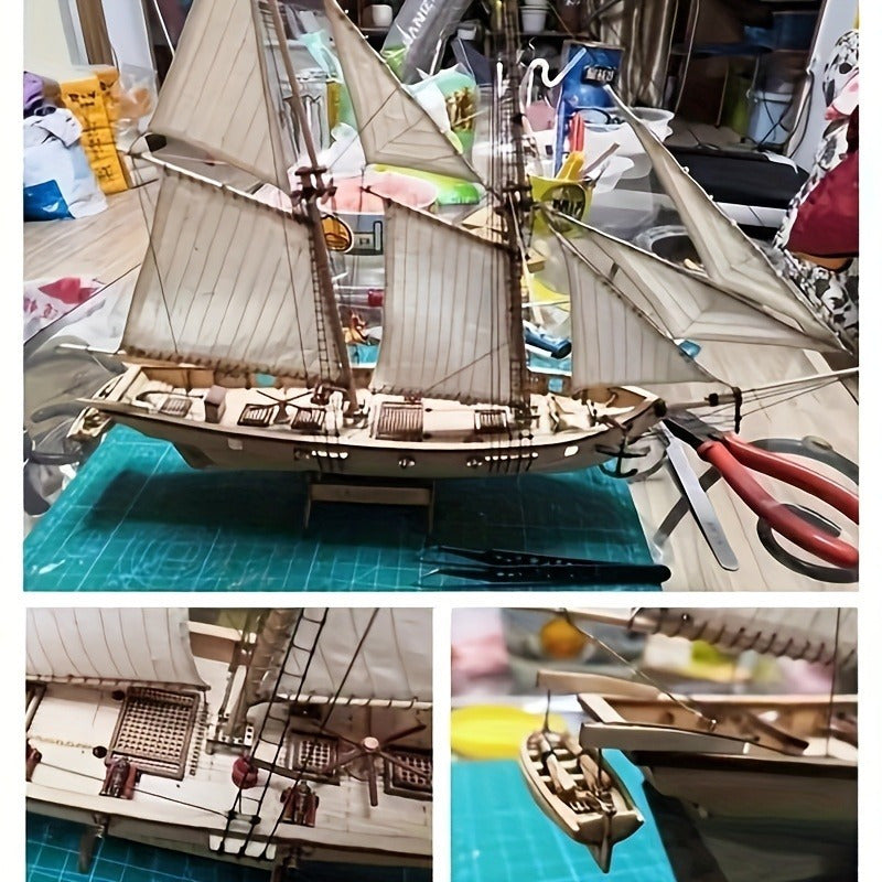 Modèle de Voilier Classique en Bois – Puzzle 3D Detaillé pour Amateurs de Bateaux