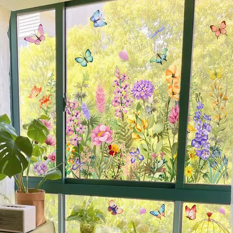 Autocollants de fleurs pour fenêtres