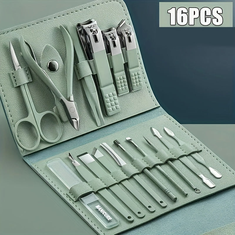 TRIMFORGE – Ensemble d'outils de manucure et pédicure en acier inoxydable de 16 pièces