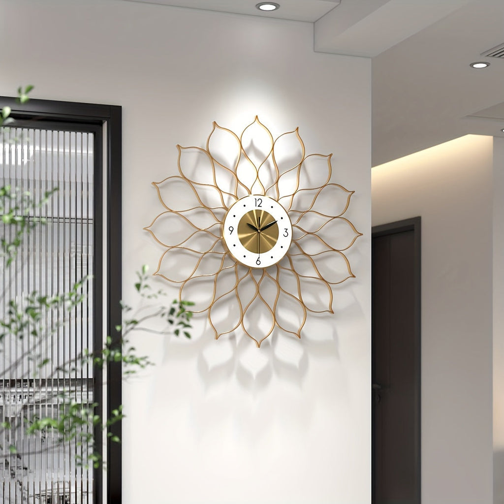 AURÉLIX – Horloge Murale de Luxe en Métal Doré