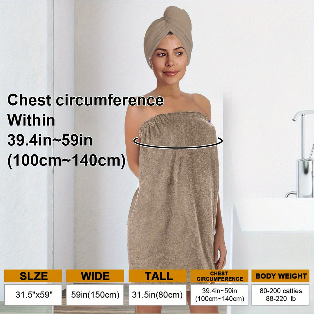 AQUARELLE - Ensemble de Peignoir et Serviette Minimaliste Solide Léger à Séchage Rapide Essentiels de Bain Faciles