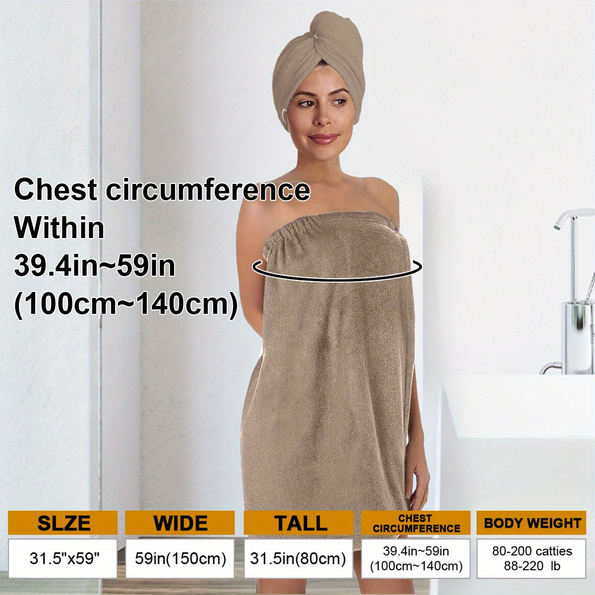 AQUARELLE - Ensemble de Peignoir et Serviette Minimaliste Solide Léger à Séchage Rapide Essentiels de Bain Faciles