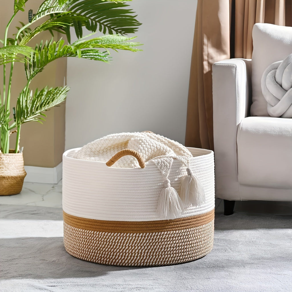Panier de Rangement en Coton Boho - Solution Élégante et Pratique