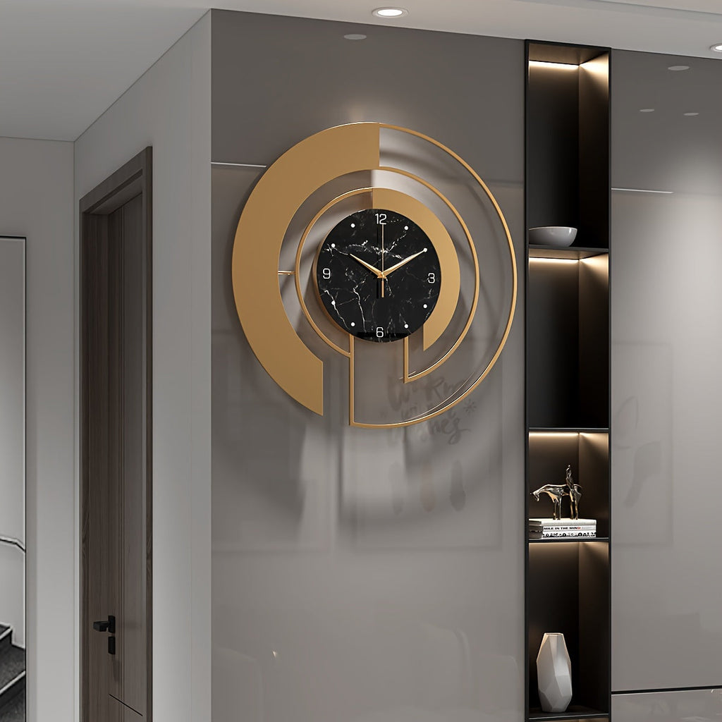 Horloge murale moderne en métal design en verre mouvement silencieux