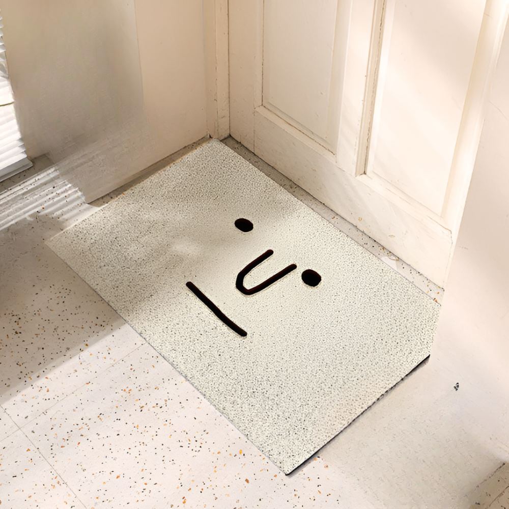 Tapis de porte en PVC antidérapant avec visage souriant