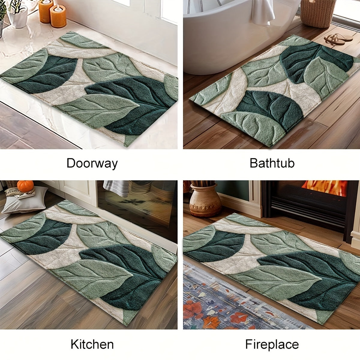 Tapis de Bain Feuilles – Absorbant, Doux et Confortable pour la Salle de Bain