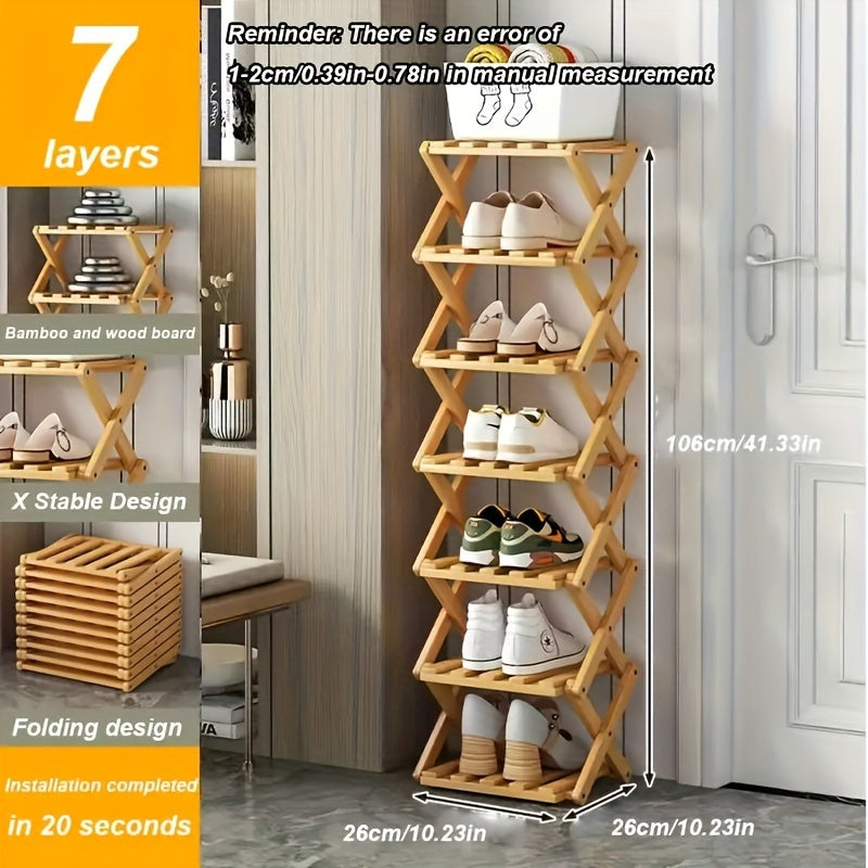 Étagère à Chaussures en Bambou Intelligent – Compacte et Pratique pour Chaque Entrée