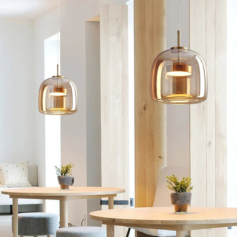 Lustre en Verre Nordic - Lumières Suspendues de Cuisine Ajustables