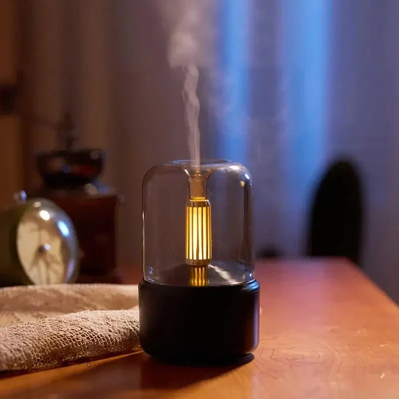 Diffuseur LED Moderne avec Flamme et Huiles Essentielles