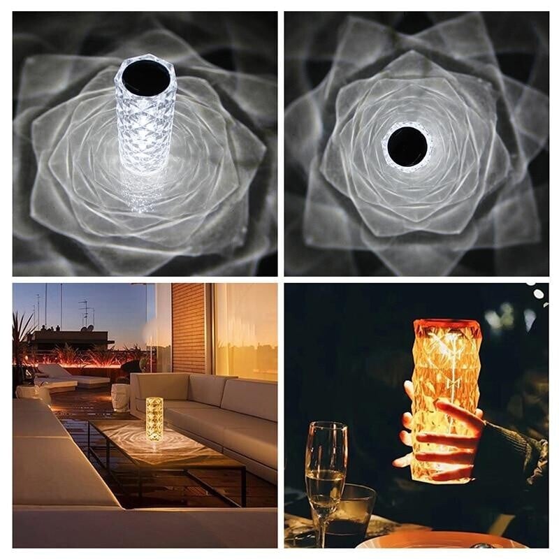 DiamondDazzle™ - Lampe de table en cristal diamant avec 16 couleurs de rayons de rose