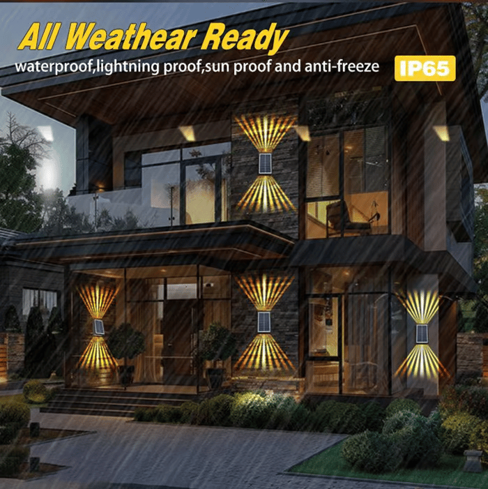 BrightRay – Lampes murales solaires à 4 LED pour l'extérieur