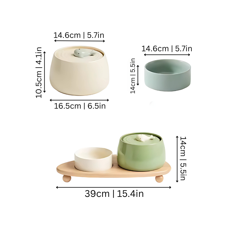 Bol en céramique pour animaux avec système de filtration silencieux