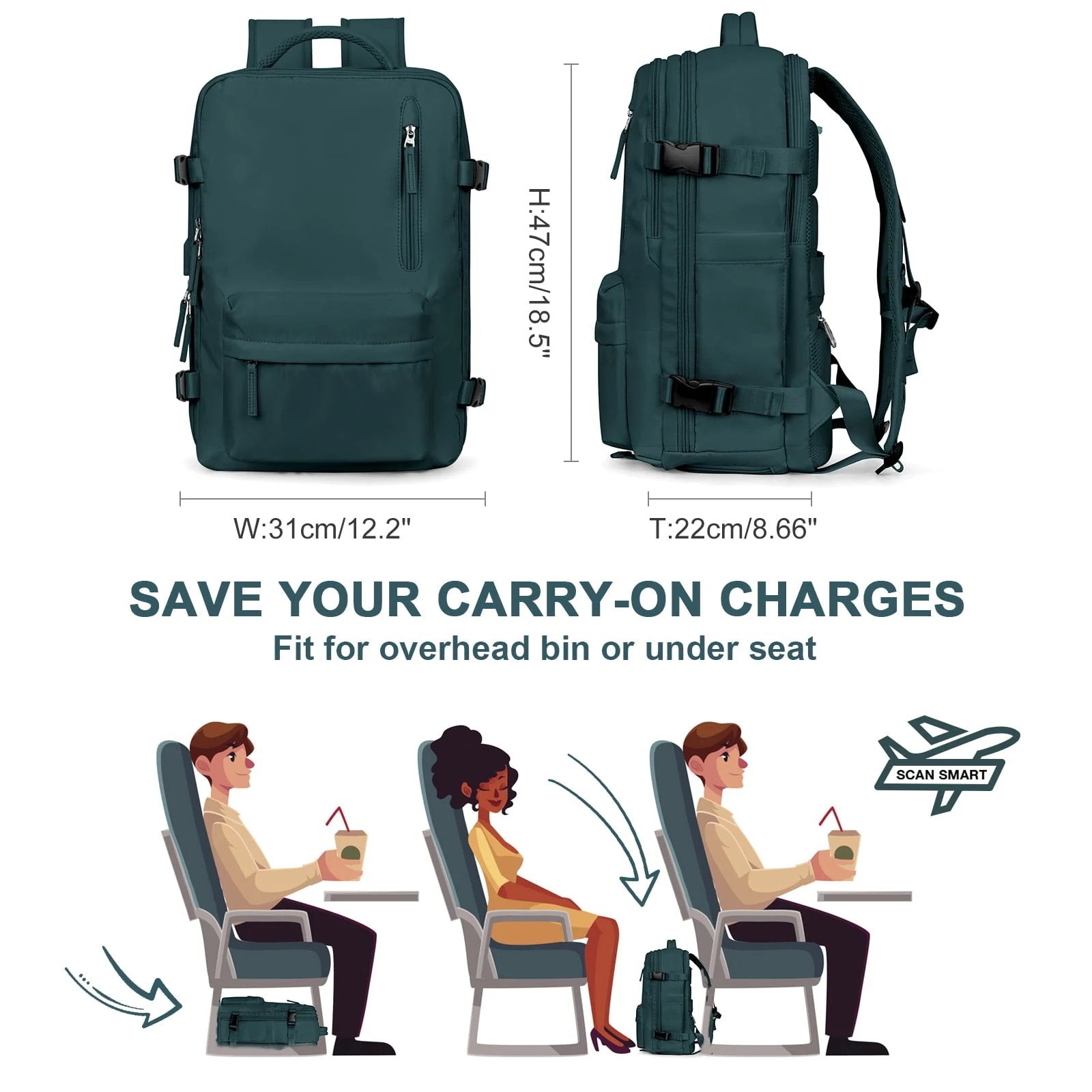 Sac à dos de voyage Travelliva pour femmes 35 L | Imperméable et avec port USB | Anti-vol et compartiment à chaussures | Pour la randonnée, la vie quotidienne et les voyages
