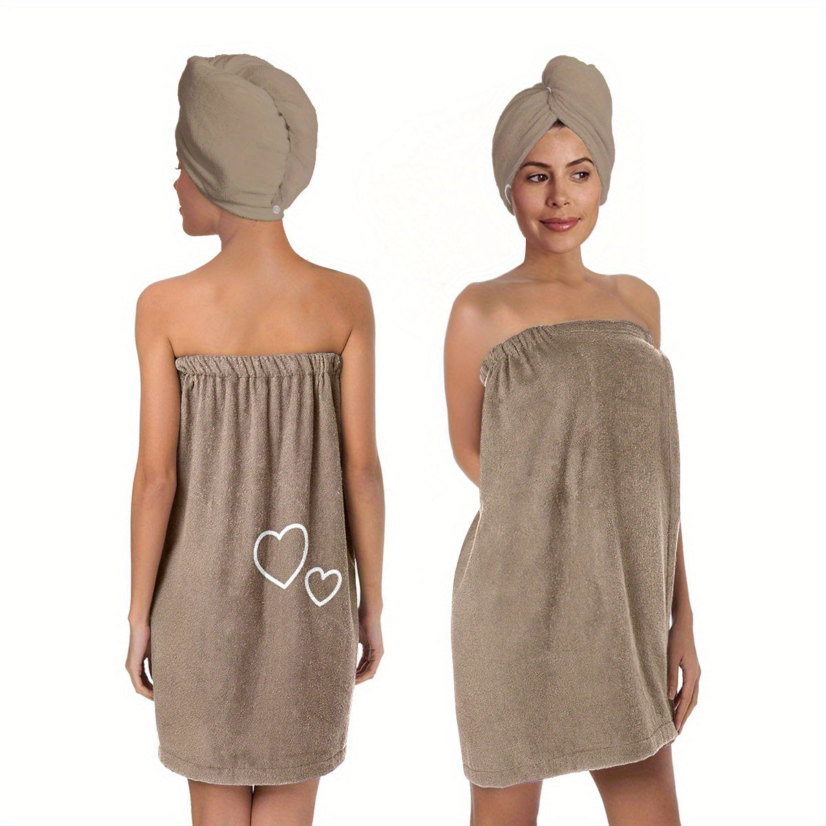 AQUARELLE - Ensemble de Peignoir et Serviette Minimaliste Solide Léger à Séchage Rapide Essentiels de Bain Faciles