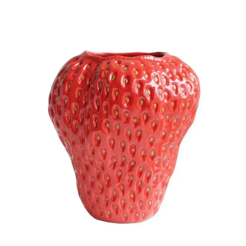 Vase en céramique en forme de fraise avec finition texturée