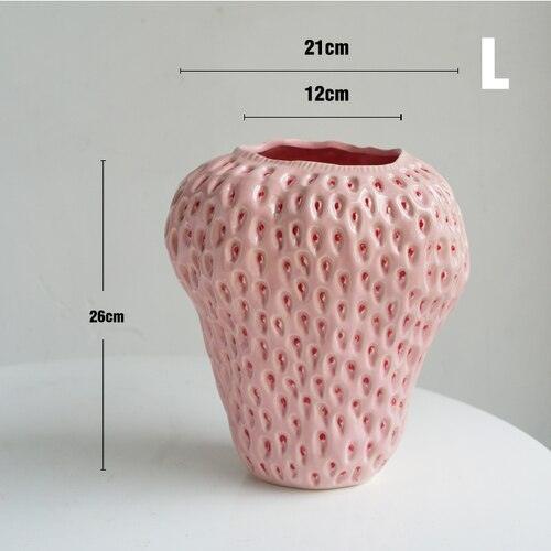 Vase décoratif en céramique en forme de fraise – Parfait pour les fleurs et la décoration de table