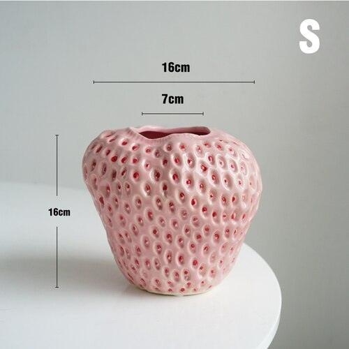 Vase décoratif en céramique en forme de fraise – Parfait pour les fleurs et la décoration de table