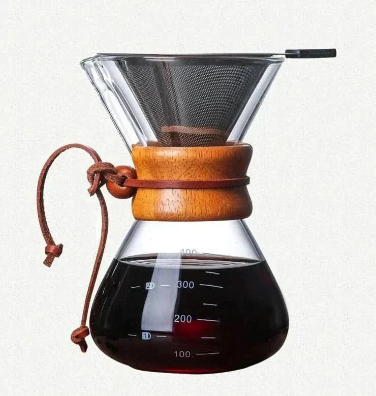 Skanto | Carafe à café Chemex avec ensemble de filtre Hario V60 – Préparation précise avec style