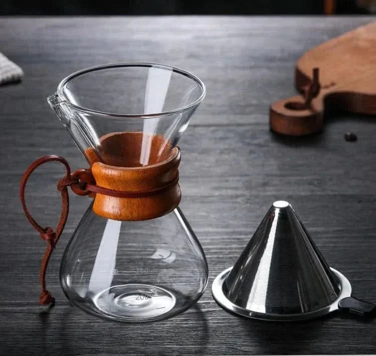 Skanto | Carafe à café Chemex avec ensemble de filtre Hario V60 – Préparation précise avec style