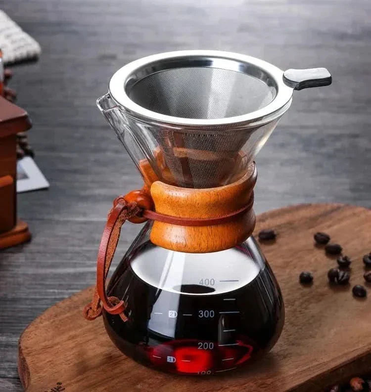 Skanto | Carafe à café Chemex avec ensemble de filtre Hario V60 – Préparation précise avec style