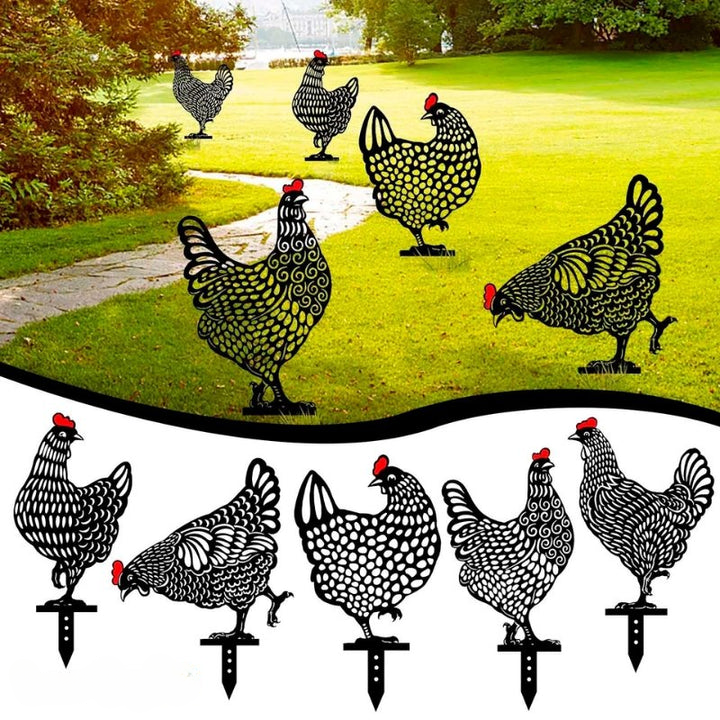 Décoration de jardin en poules - Ensemble de 5
