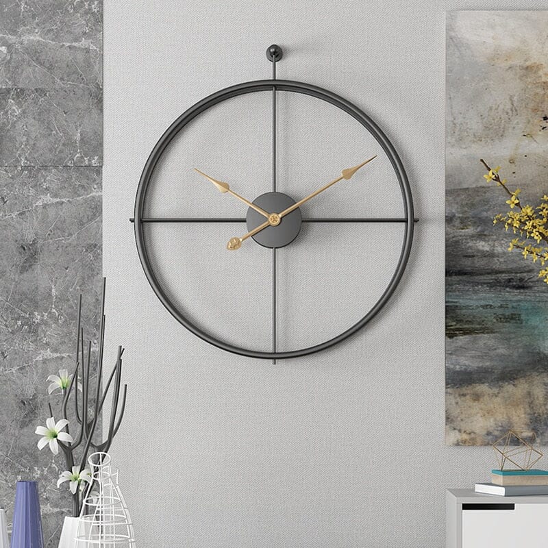 Grande Horloge Murale avec Design Géométrique en Métal et Mécanisme Élégant
