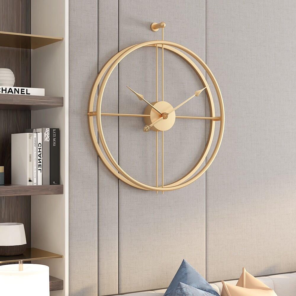 Grande Horloge Murale avec Design Géométrique en Métal et Mécanisme Élégant