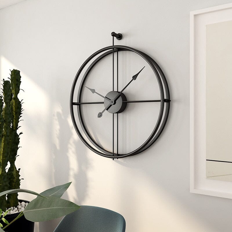 Grande Horloge Murale avec Design Géométrique en Métal et Mécanisme Élégant
