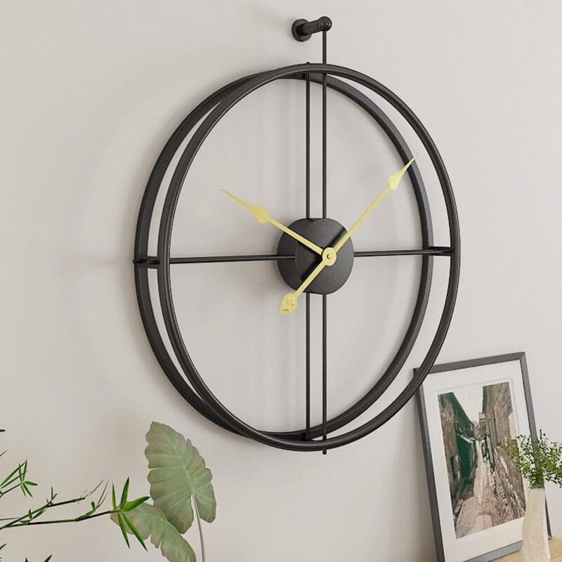 Grande Horloge Murale avec Design Géométrique en Métal et Mécanisme Élégant