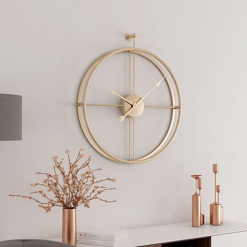 Grande Horloge Murale avec Design Géométrique en Métal et Mécanisme Élégant