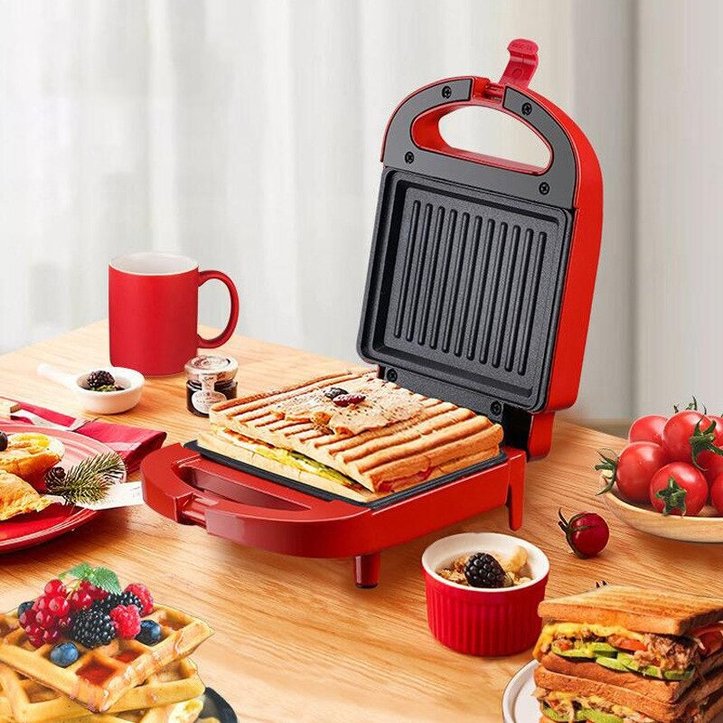 Grille-Pain et Gaufrier 2-en-1 Compact Antiadhésif