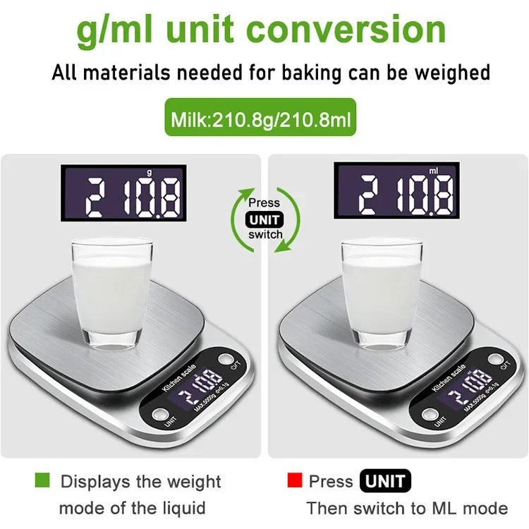 Balance de Cuisine Haute Précision en Acier Inoxydable 0.1g