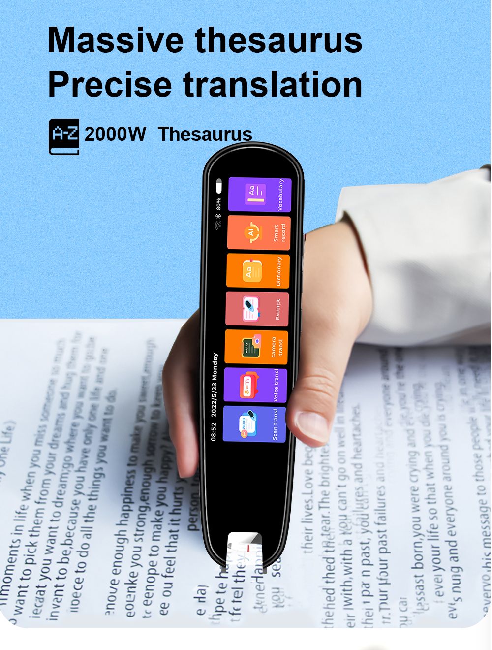 Stylo de Lecture de Traduction Précise 112 Langues
