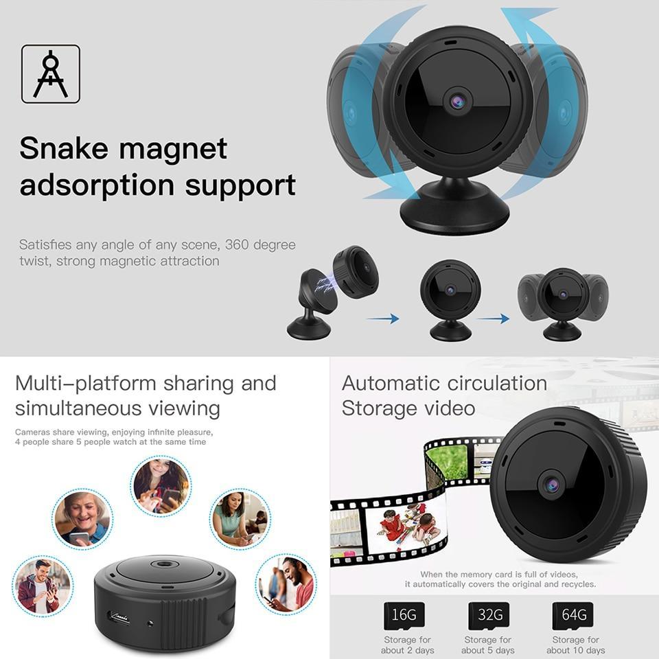 Caméra WiFi Compacte 1080P avec Vision Nocturne et Détection de Mouvement