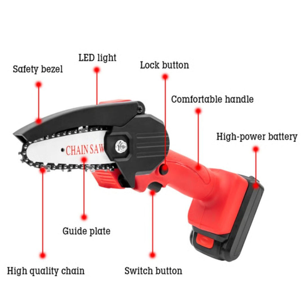 Mini tronçonneuse sans fil 4,3" – Ébrancheur électrique léger rechargeable