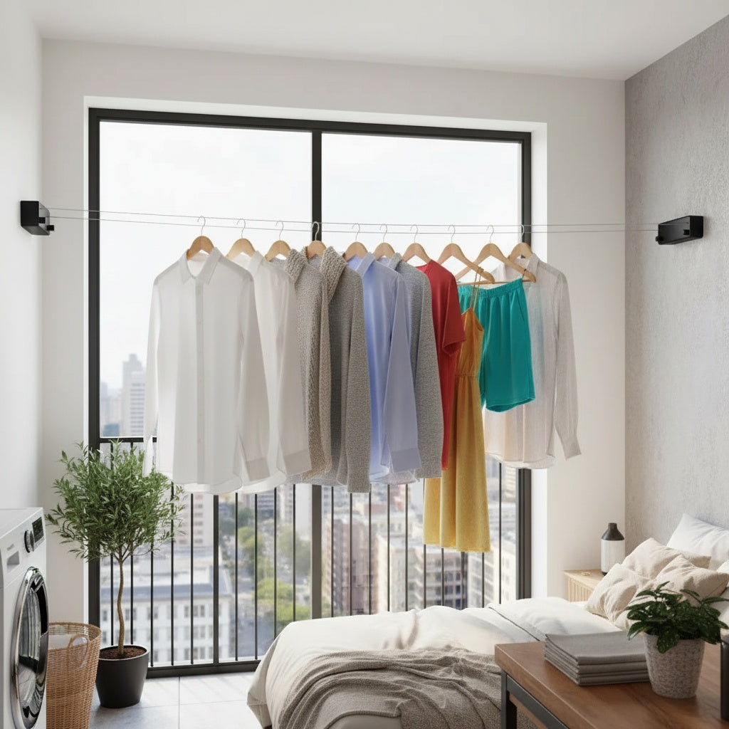 FlexDry™ | Corde à linge extensible – Séchage gain de place à l'intérieur et à l'extérieur