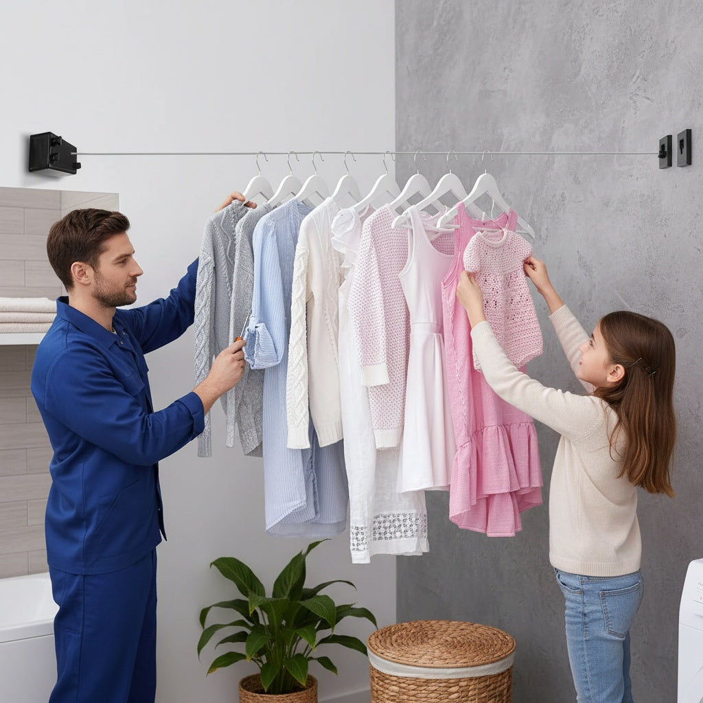 FlexDry™ | Corde à linge extensible – Séchage gain de place à l'intérieur et à l'extérieur
