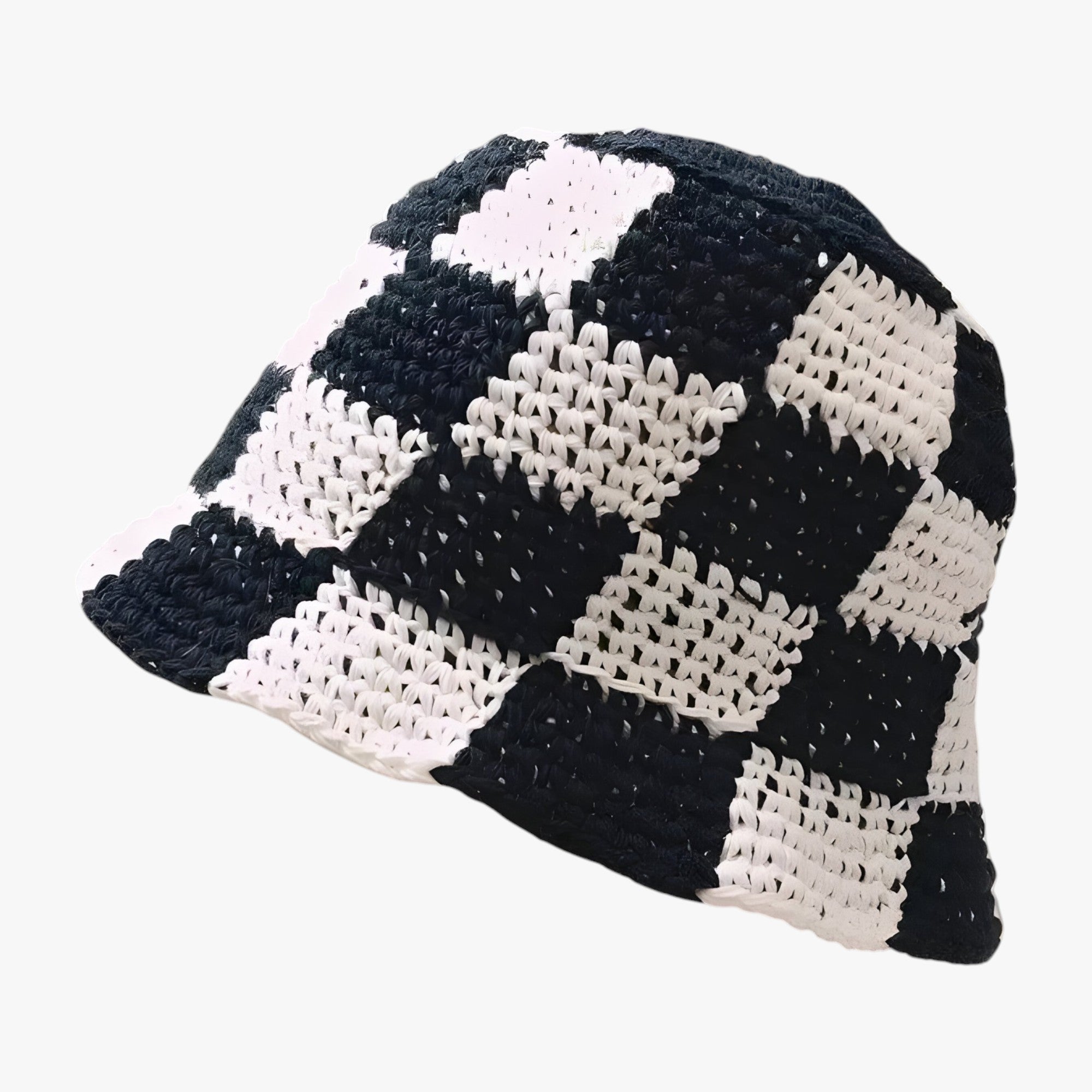 Chapeau de pêcheur pour dames au crochet avec motif à carreaux – Faye